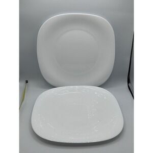Bormioli Rocco 12in Parma Tempered Opal Glass Dinner Plate Square‎ Set Of 2